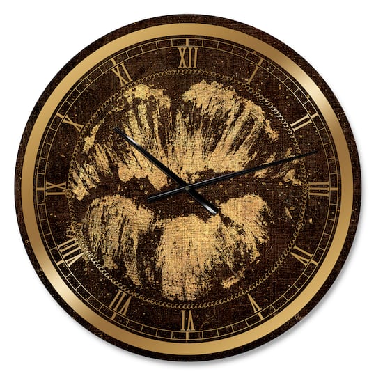 Designart 'Gold Fashions Lips Glam Wall Clock